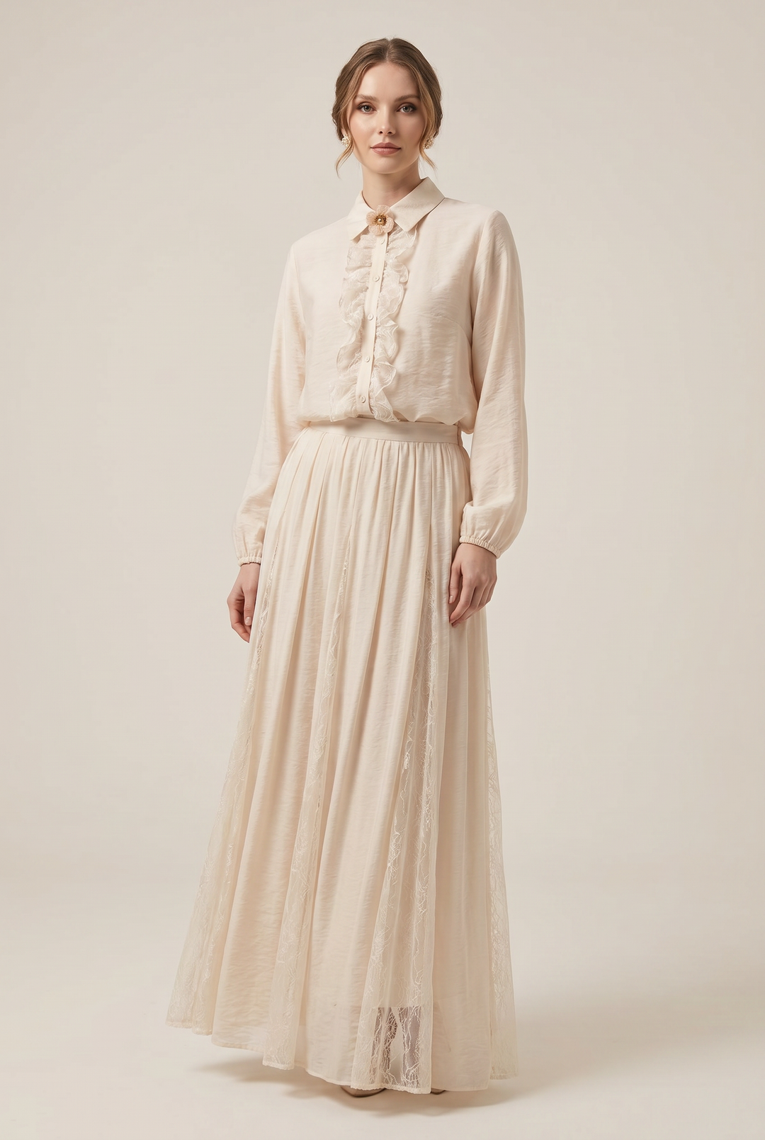 Odalys | Ruffled Lace-Trim Skirt Set