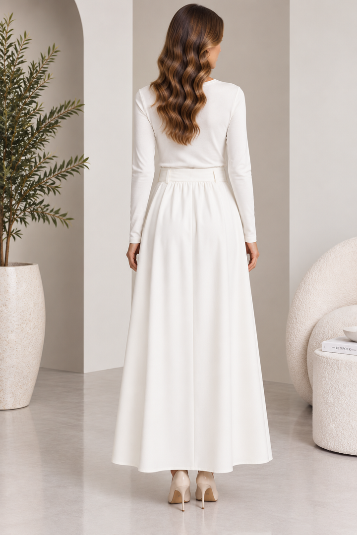 Lumen | Yoke Waist Flared Maxi Skirt [CLEARANCE -30%]