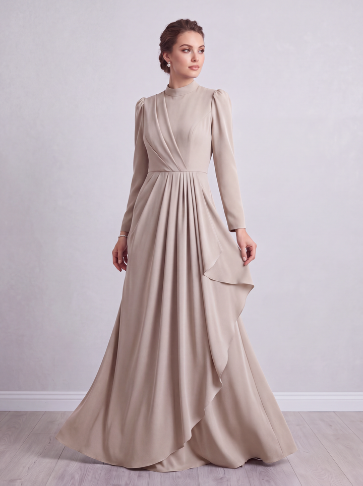 Delphine | Crepe Draped Evening Dress