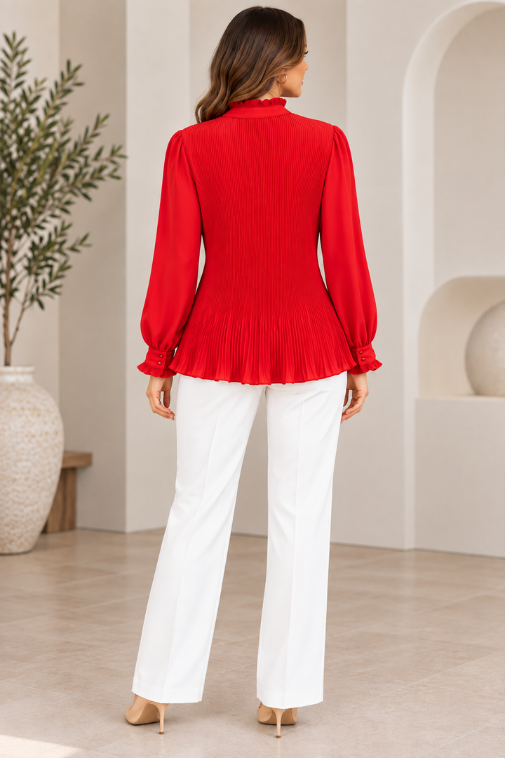 Maribel | Plisse Ruffle Blouse