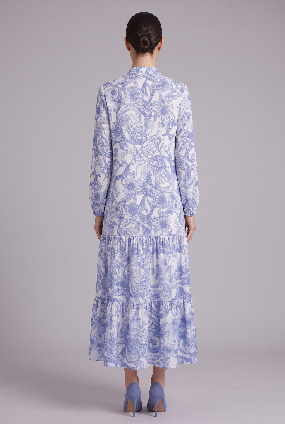 Cornflower | Floral Print Tiered Shirt Dress