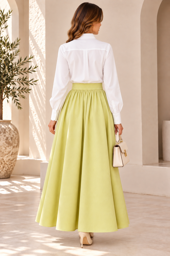 Pistachio | Gathered Maxi Skirt