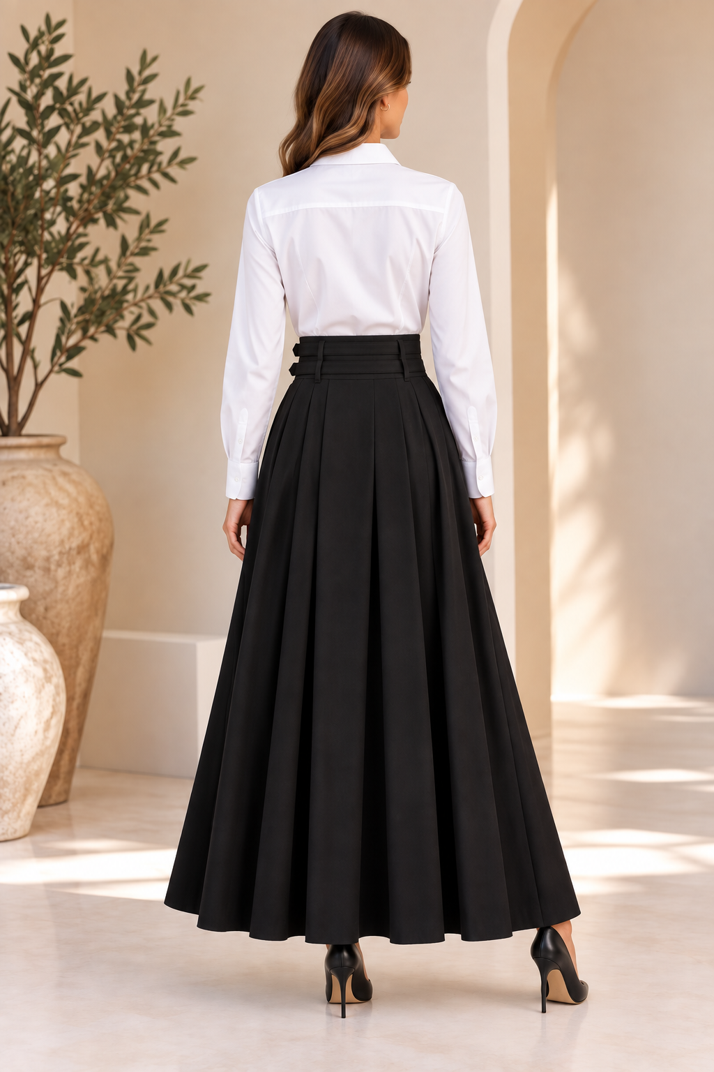 Scout | Pleated Belted Maxi Skirt