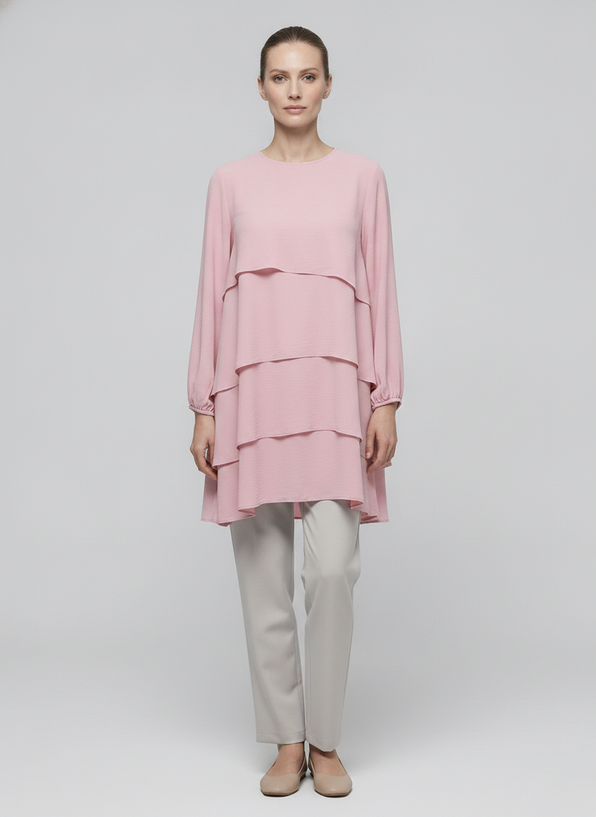 Mila | Layered Tunic — Pink (front)