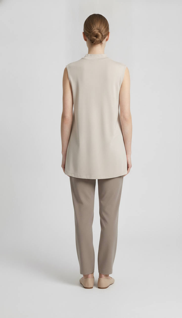 Florentine | Viscose Mock Neck Top — Beige (back)