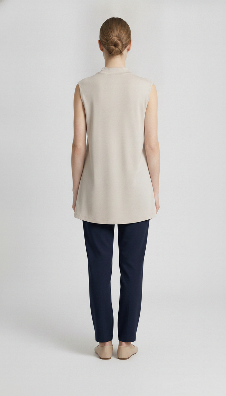 Florentine | Viscose Mock Neck Top — White (back)