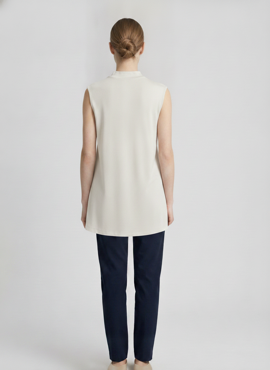 Florentine | Viscose Mock Neck Top — White (back)