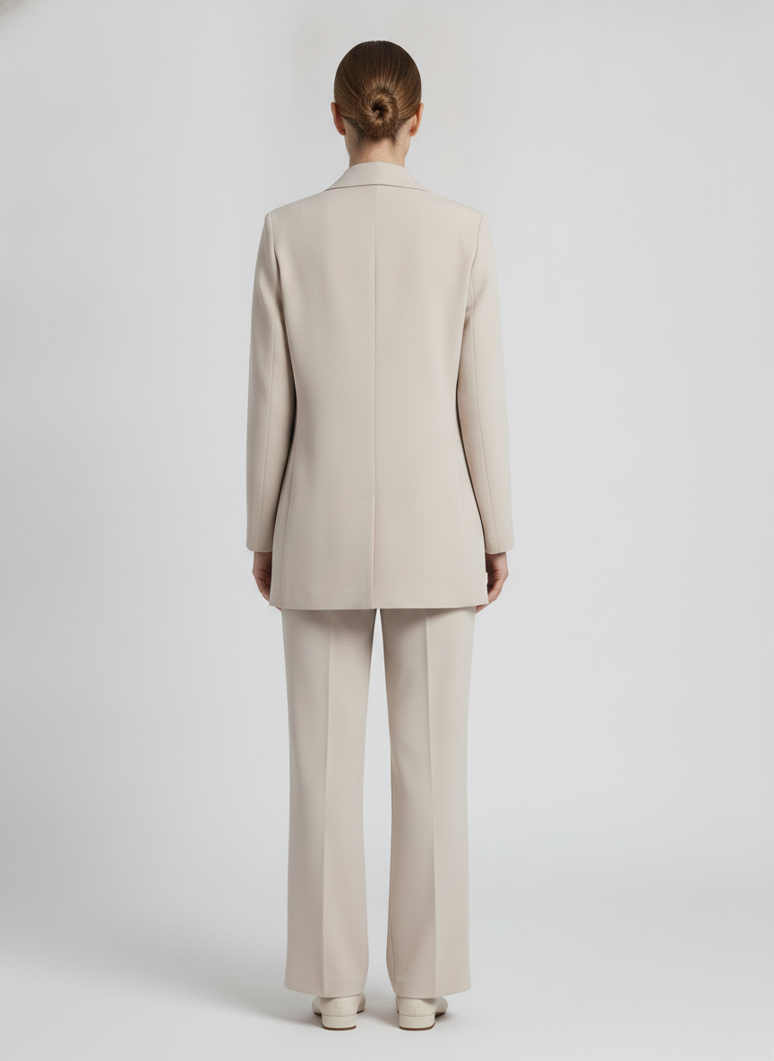 Camille | Draped Shawl-Collar Jacket [CLEARANCE -50%] — Beige (back)