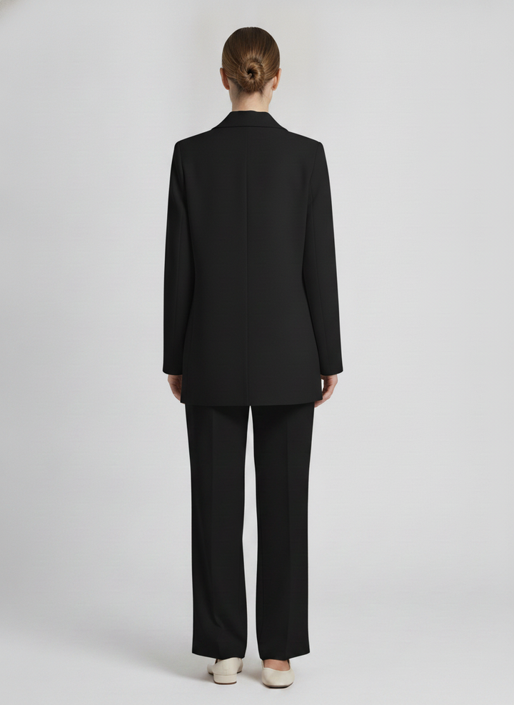 Camille | Draped Shawl-Collar Jacket [CLEARANCE -50%] — Black (back)