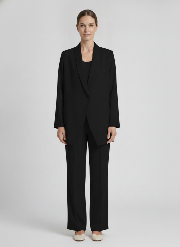 Camille | Draped Shawl-Collar Jacket [CLEARANCE -50%] — Black (front)