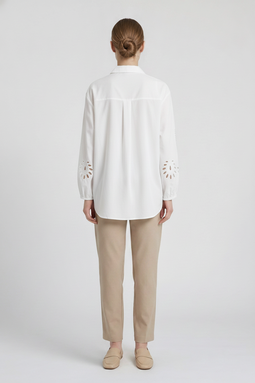 Odette | Crisp Cotton Shirt — White (back)