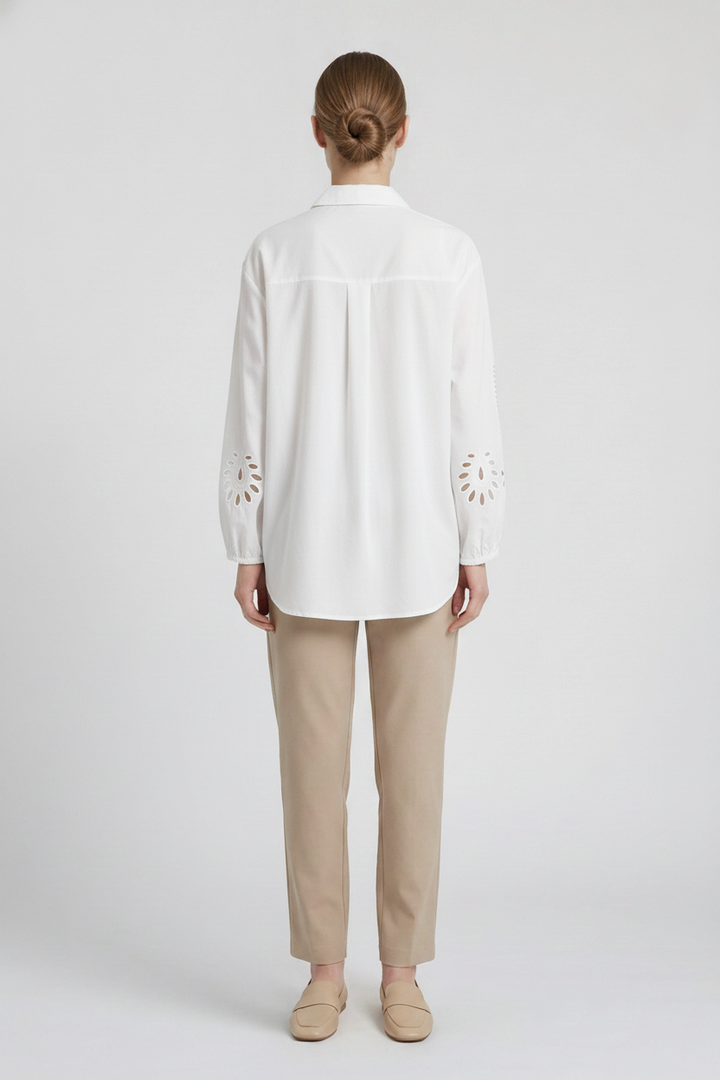 Odette | Crisp Cotton Shirt — White (back)