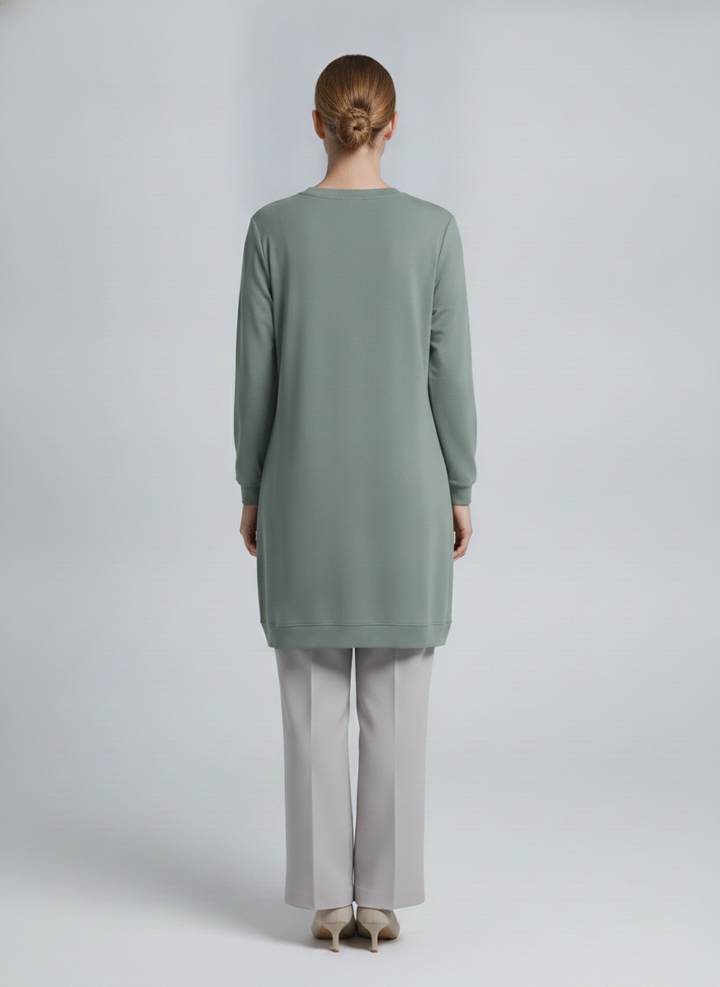 Ondine | Pearl Wave Embellished Tunic — Mint (back)