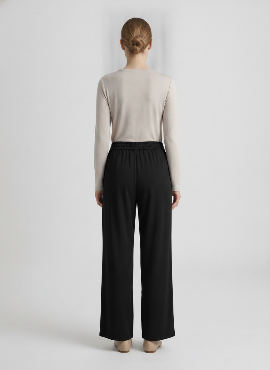 Pacific | Shirred Waist Flowy Pants [CLEARANCE -30%] — Black (back)