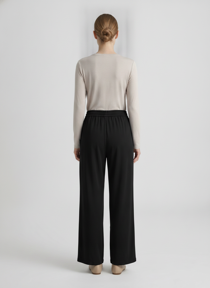 Pacific | Shirred Waist Flowy Pants [CLEARANCE -30%] — Black (back)
