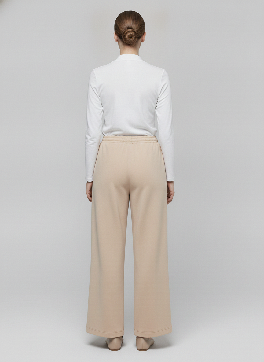Sand | Pintuck Wide Leg Pants [CLEARANCE -30%] — Beige (back)