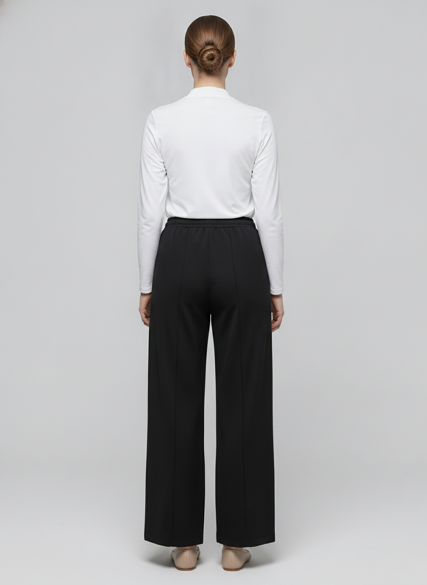 Sand | Pintuck Wide Leg Pants [CLEARANCE -30%] — Black (back)
