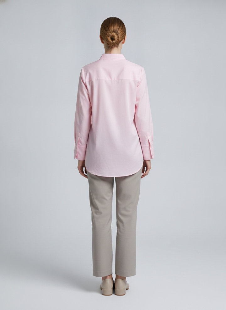 Petra | Poplin Wide-Cuff Shirt — Pink (back)