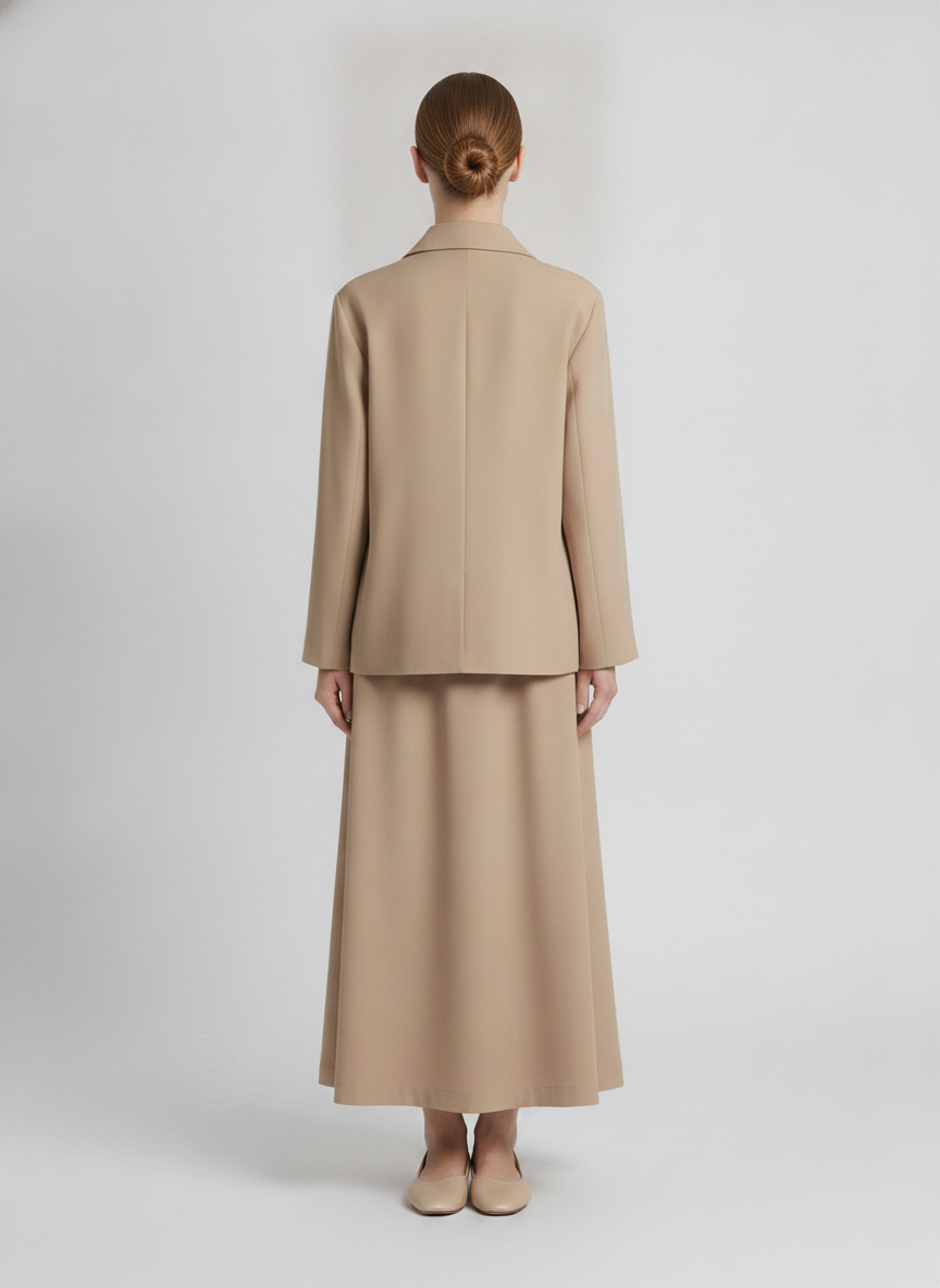 Lucienne | Double-Breasted Two-Piece Set — Beige (back)