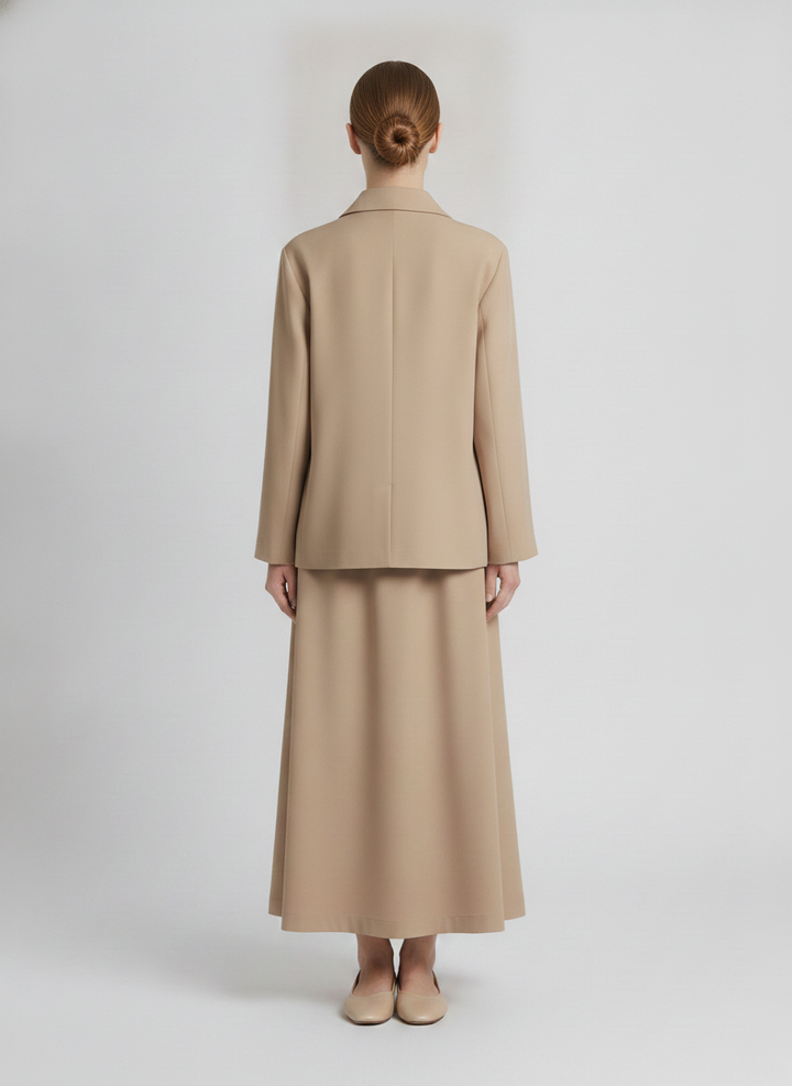 Lucienne | Double-Breasted Two-Piece Set — Beige (back)