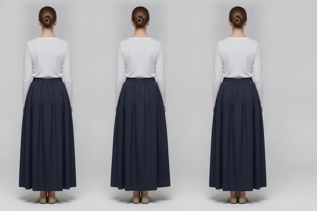 Ruby | Gathered Maxi Skirt — Navy (back)