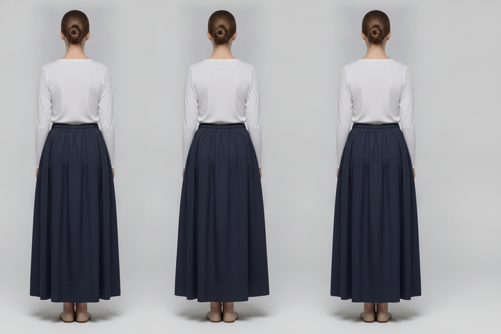 Ruby | Gathered Maxi Skirt — Navy (back)