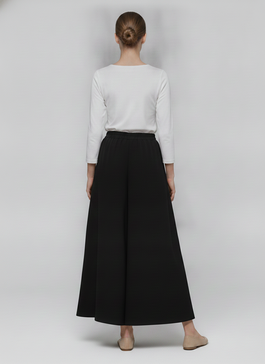 Greer | Flowy Wide-Leg Culottes — Burgundy (back)