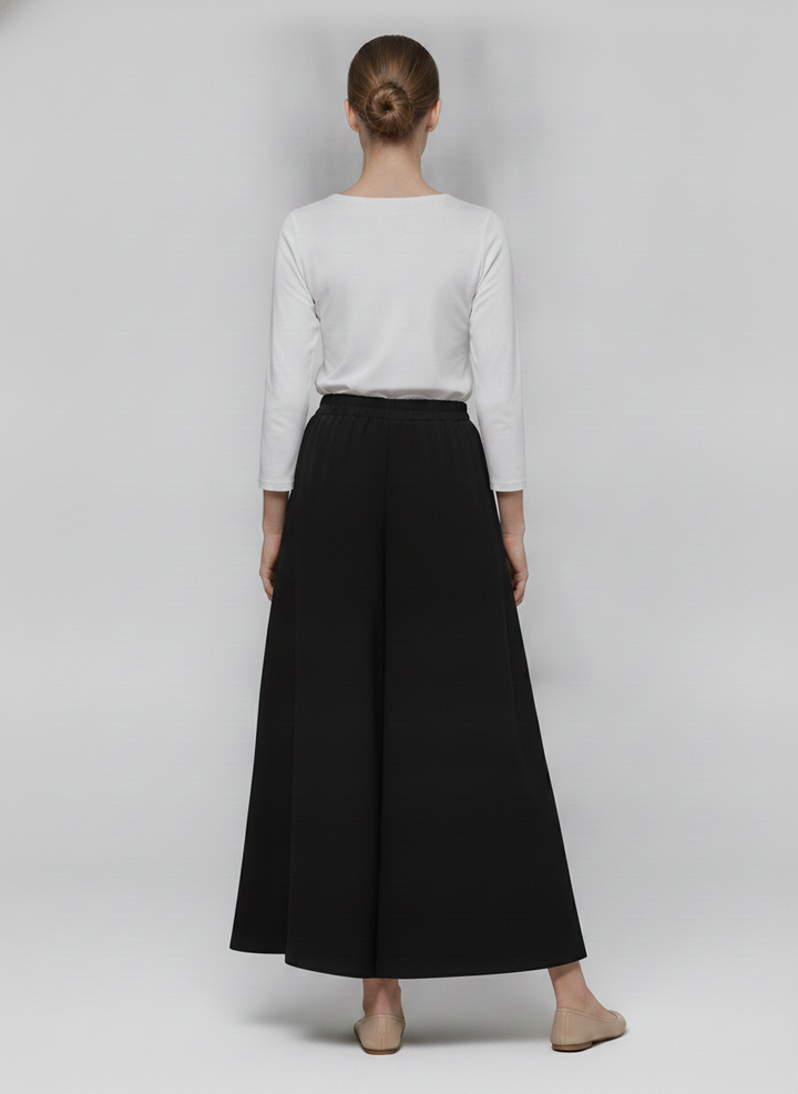 Greer | Flowy Wide-Leg Culottes — Burgundy (back)