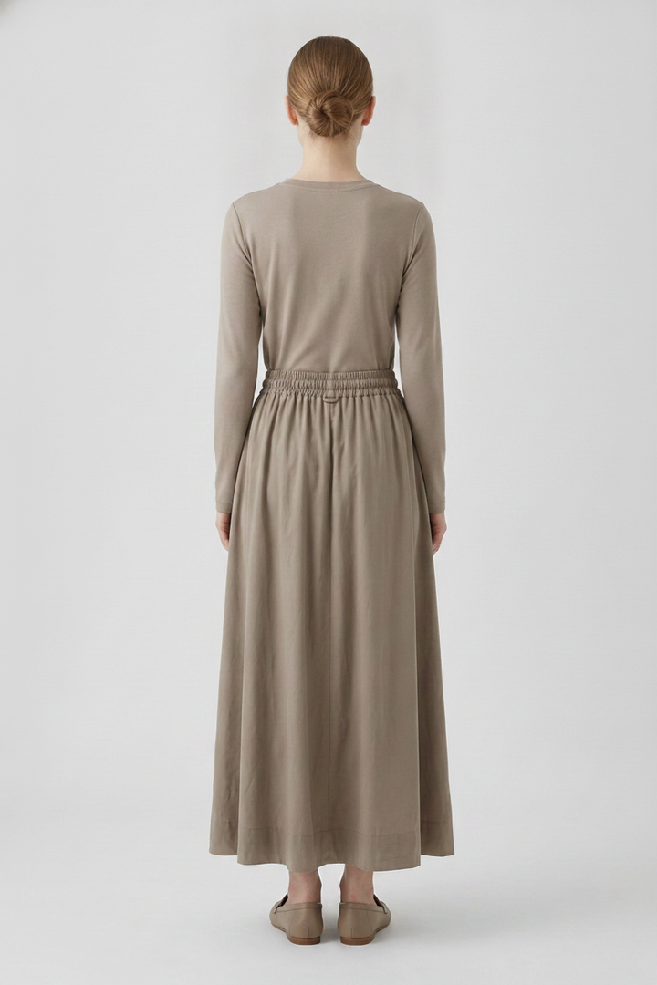 Brynn | Drawstring A-Line Skirt — Olive (back)