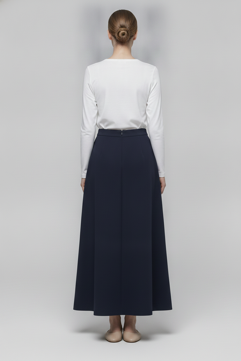 Noir | Tassel Side Maxi Skirt — Black (back)