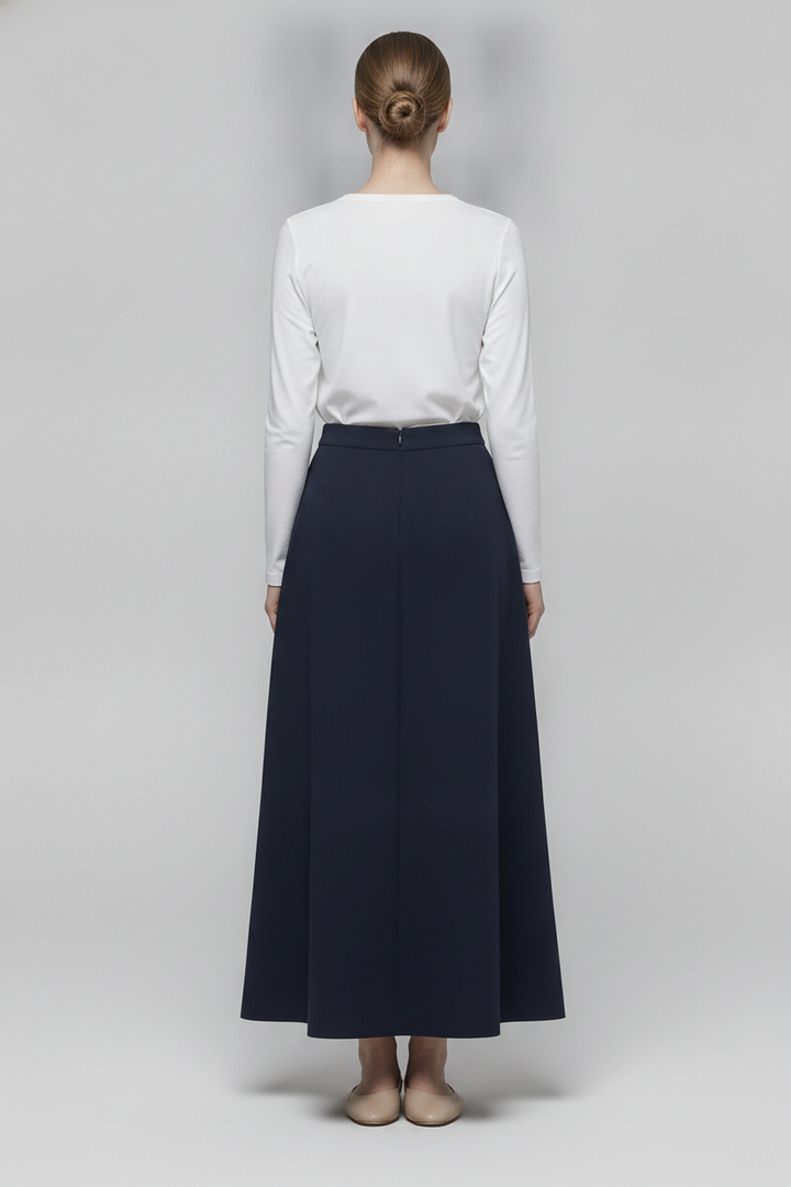 Noir | Tassel Side Maxi Skirt — Black (back)