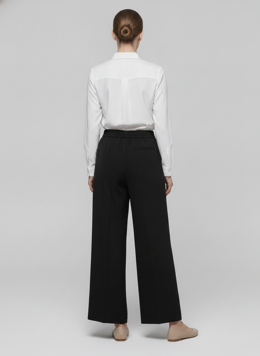 Hickory | Pleated Straight Trousers [CLEARANCE -50%] — Black (back)