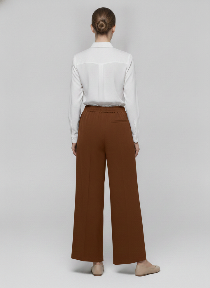 Hickory | Pleated Straight Trousers [CLEARANCE -50%] — Brown (back)