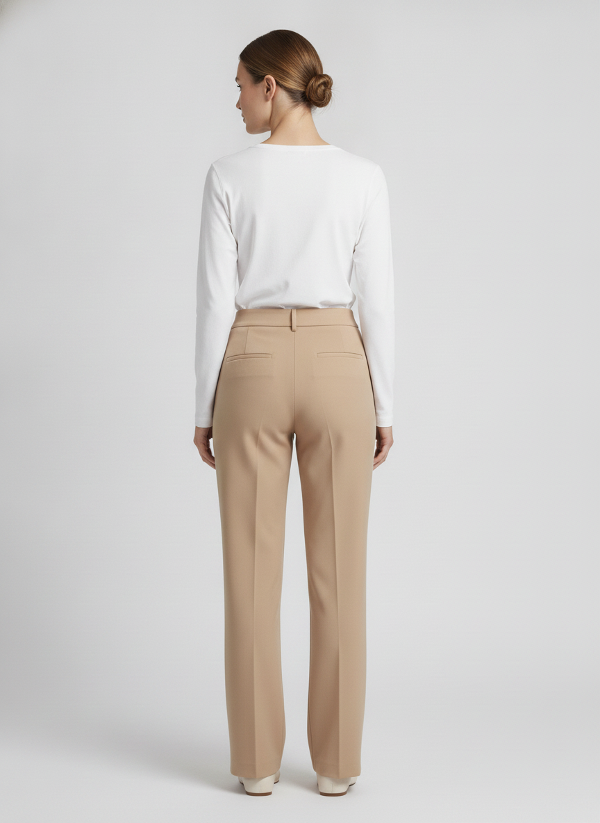 Sahara | Button Cuff Straight Trousers [CLEARANCE -50%] — Camel (back)