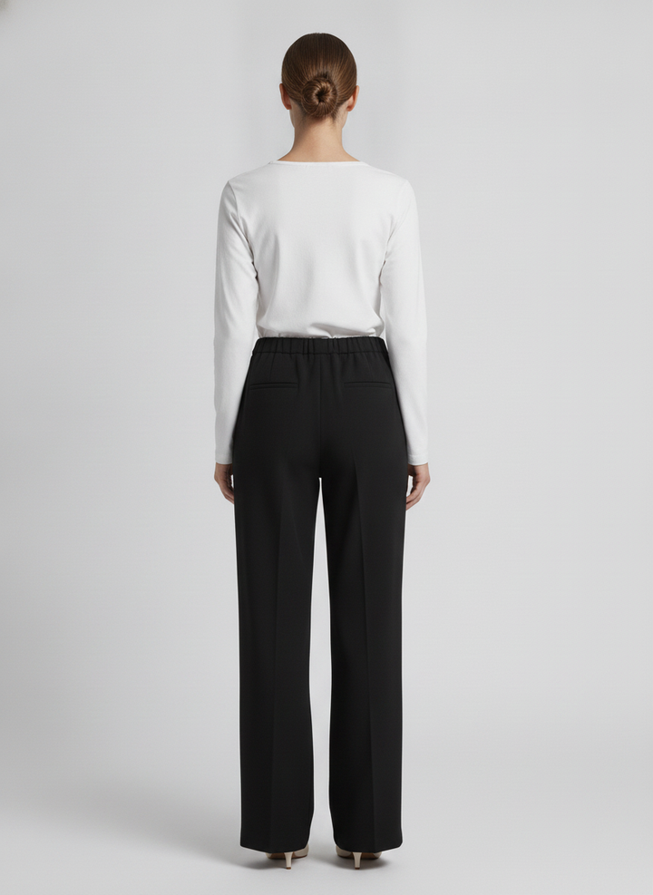 Wisteria | Elastic Waist Wide Leg Trousers [CLEARANCE -50%] — Black (back)