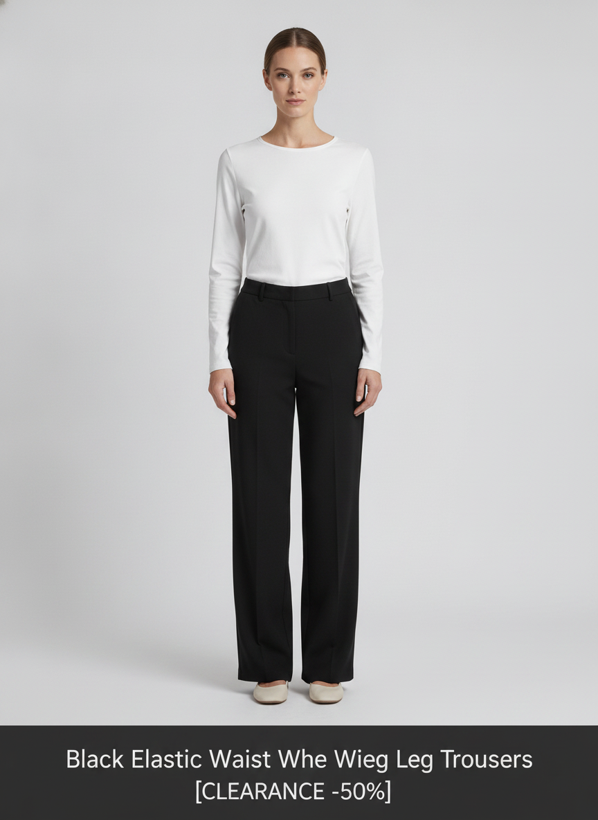 Wisteria | Elastic Waist Wide Leg Trousers [CLEARANCE -50%] — Black (front)
