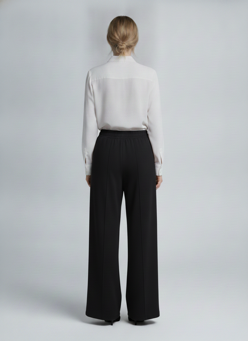 Terra | Crepe Palazzo Pants [CLEARANCE -50%] — Black (back)