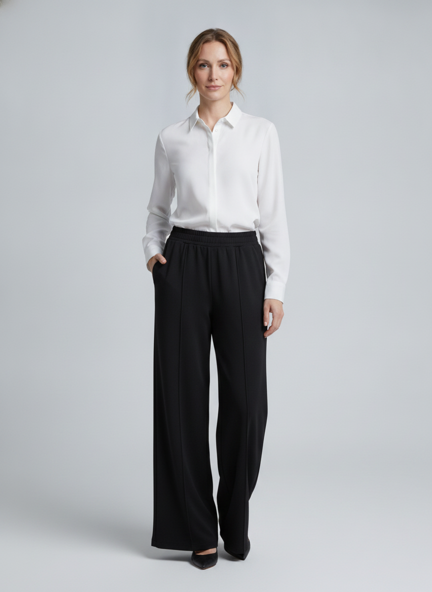 Terra | Crepe Palazzo Pants [CLEARANCE -50%] — Black (front)