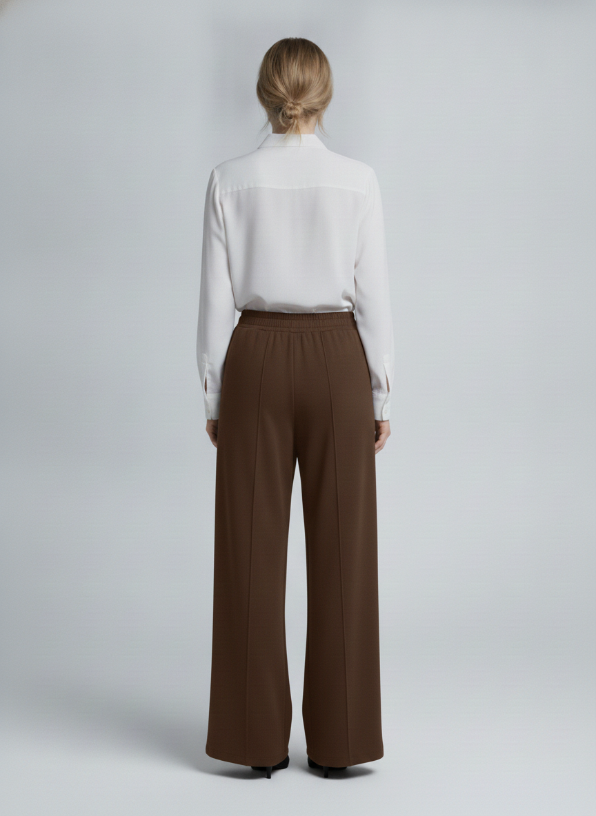 Terra | Crepe Palazzo Pants [CLEARANCE -50%] — Brown (back)