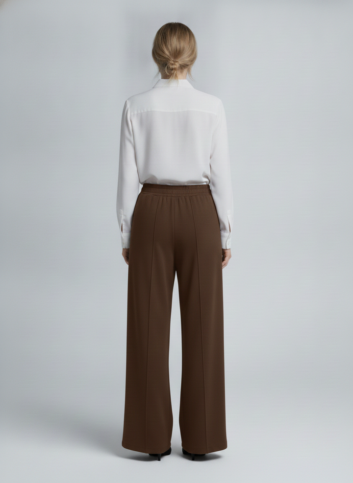 Terra | Crepe Palazzo Pants [CLEARANCE -50%] — Brown (back)