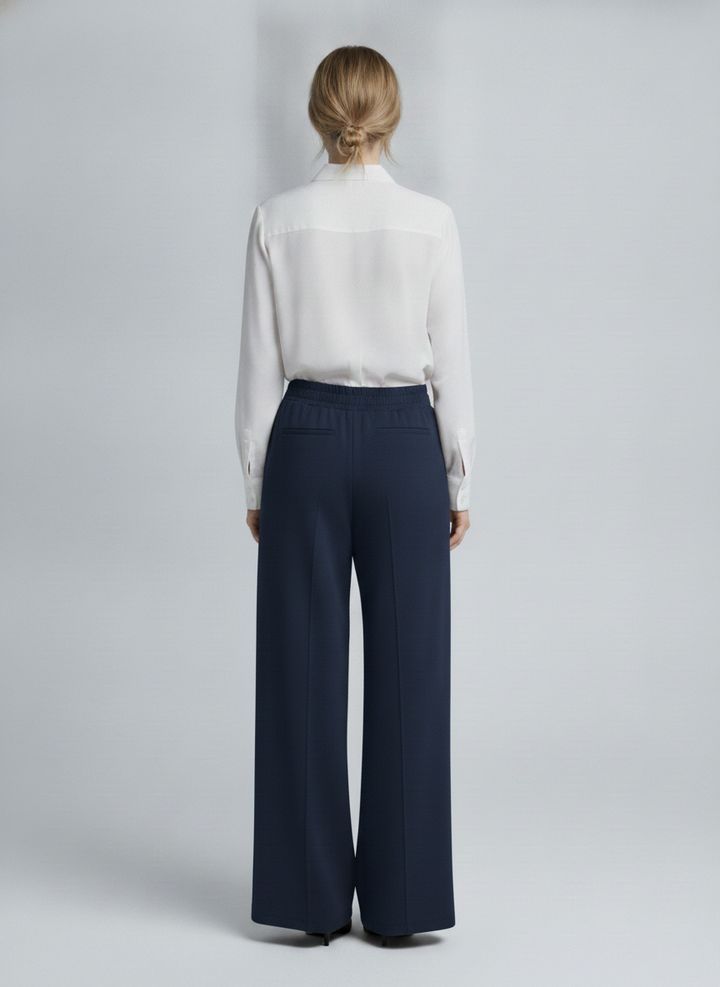 Terra | Crepe Palazzo Pants [CLEARANCE -50%] — Navy (back)