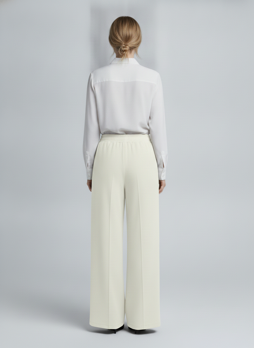 Terra | Crepe Palazzo Pants [CLEARANCE -50%] — White (back)