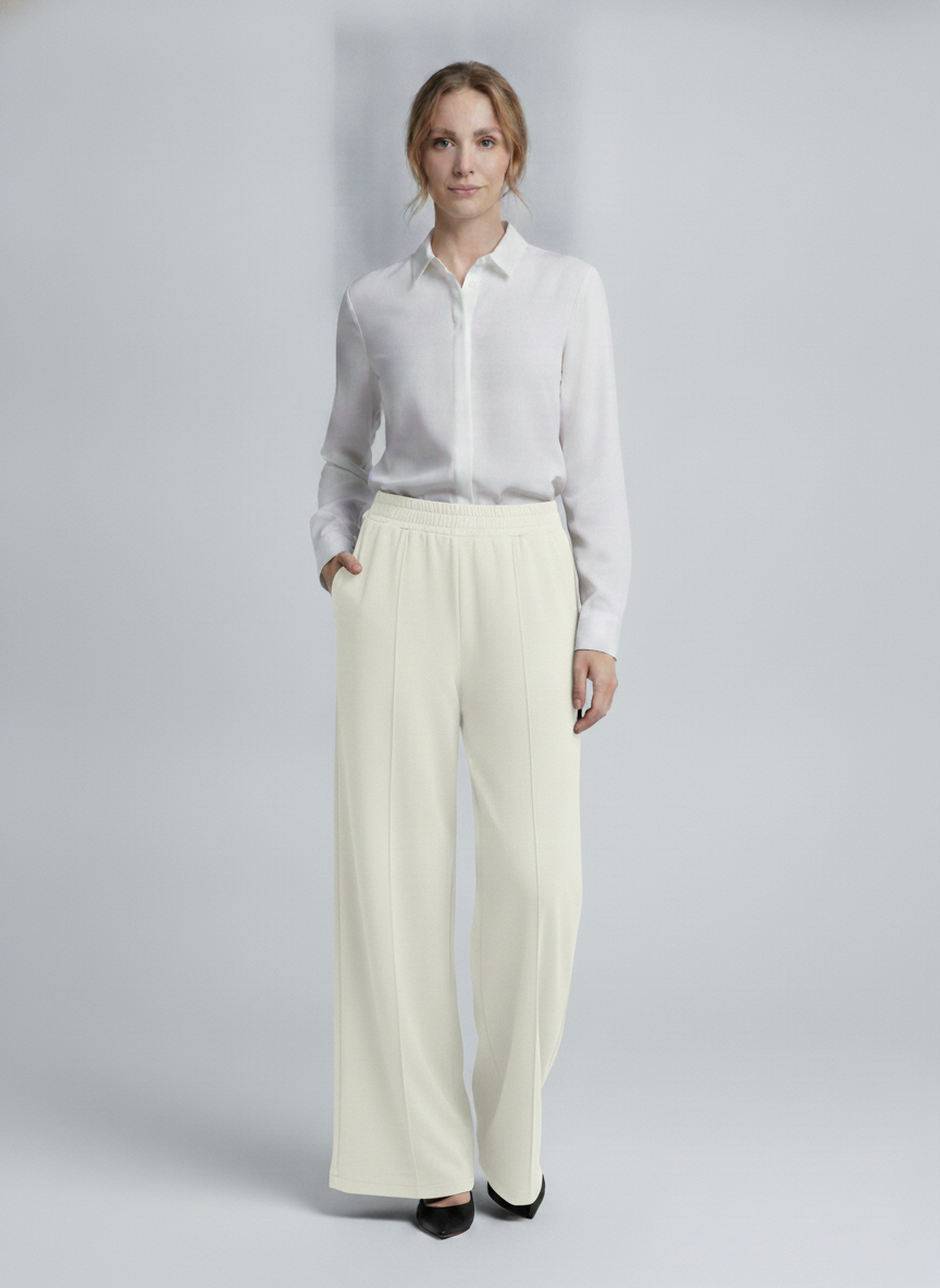 Terra | Crepe Palazzo Pants [CLEARANCE -50%] — White (front)