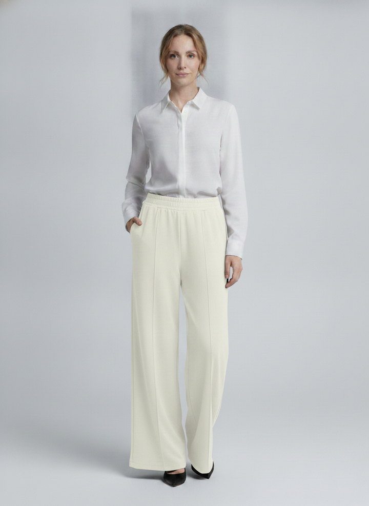 Terra | Crepe Palazzo Pants [CLEARANCE -50%] — White (front)