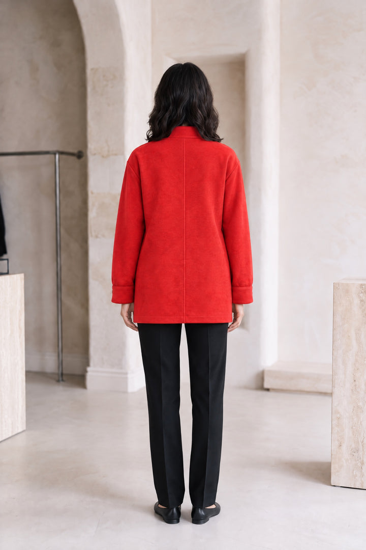Mirela | Frog-Button Mandarin-Collar Jacket