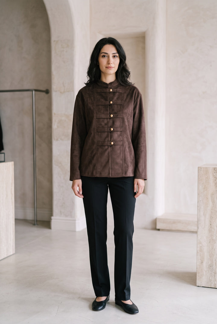 Brianne | Button-Front Mandarin-Collar Jacket
