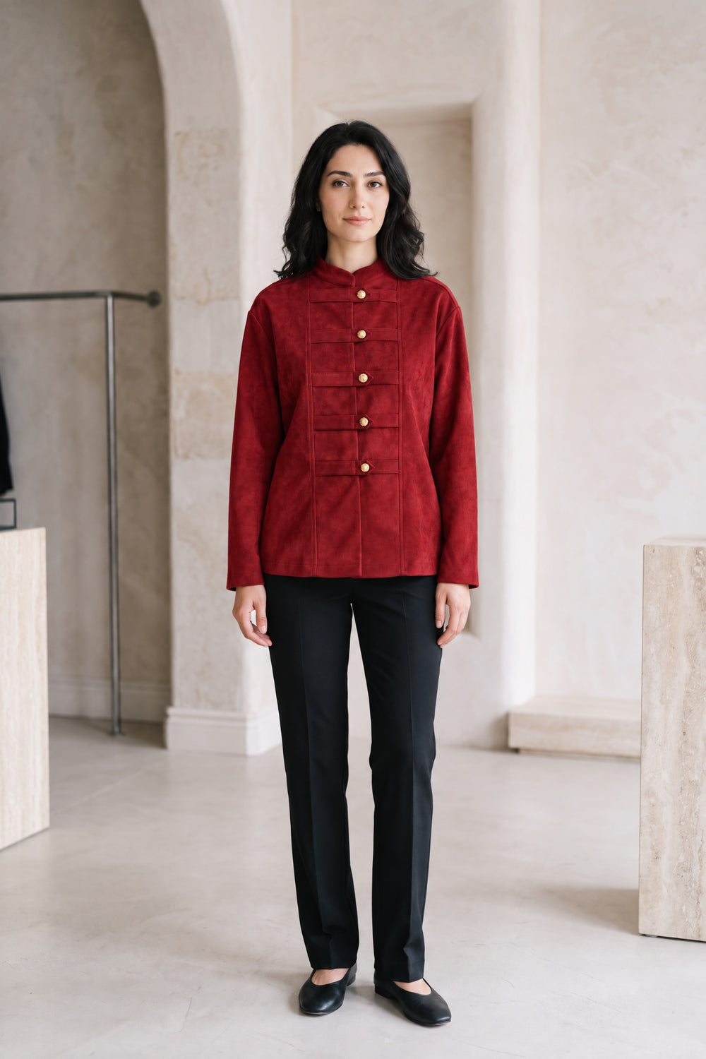 Brianne | Button-Front Mandarin-Collar Jacket