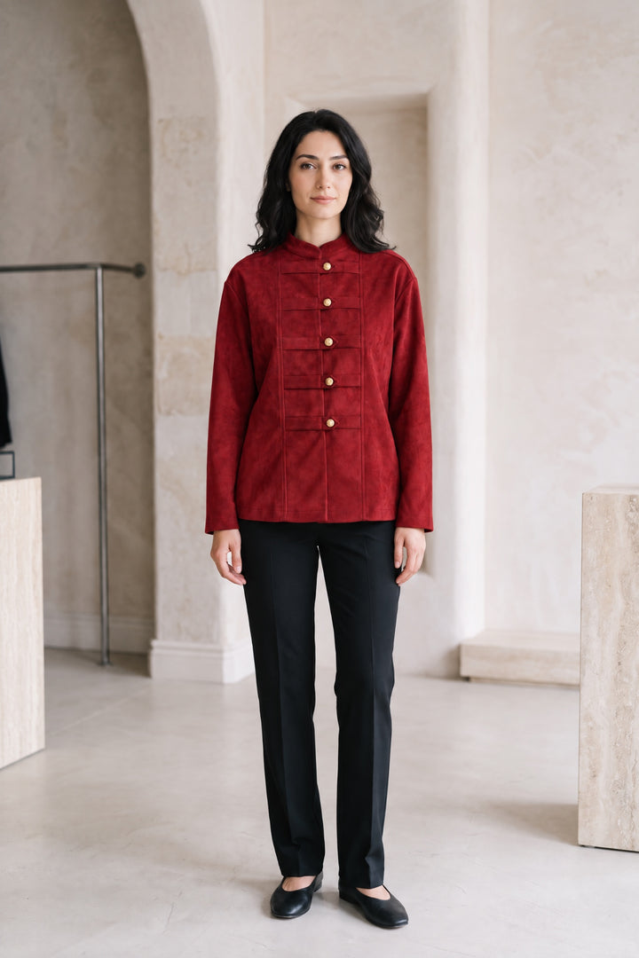 Brianne | Button-Front Mandarin-Collar Jacket