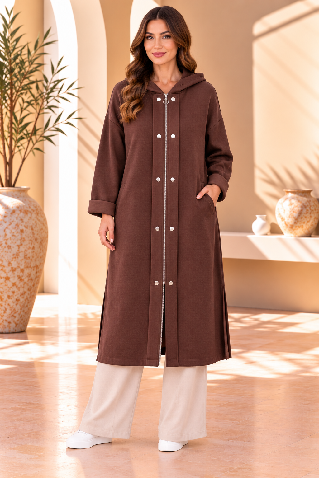 Nerissa | Hooded Zip-Front Longline Jacket