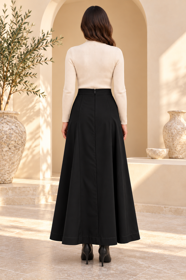 Odessa | Solid Panel-Seam A-Line Skirt